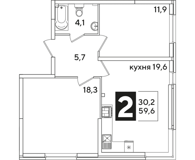 Квартира-студия, 28 м²